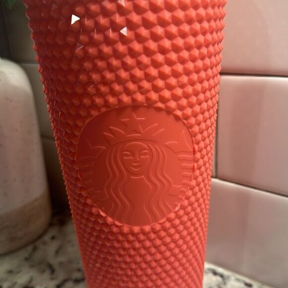 Starbucks Summer 2022 Diamond Patterned Venti Grapefruit Tumbler NWT - Picture 2 of 3